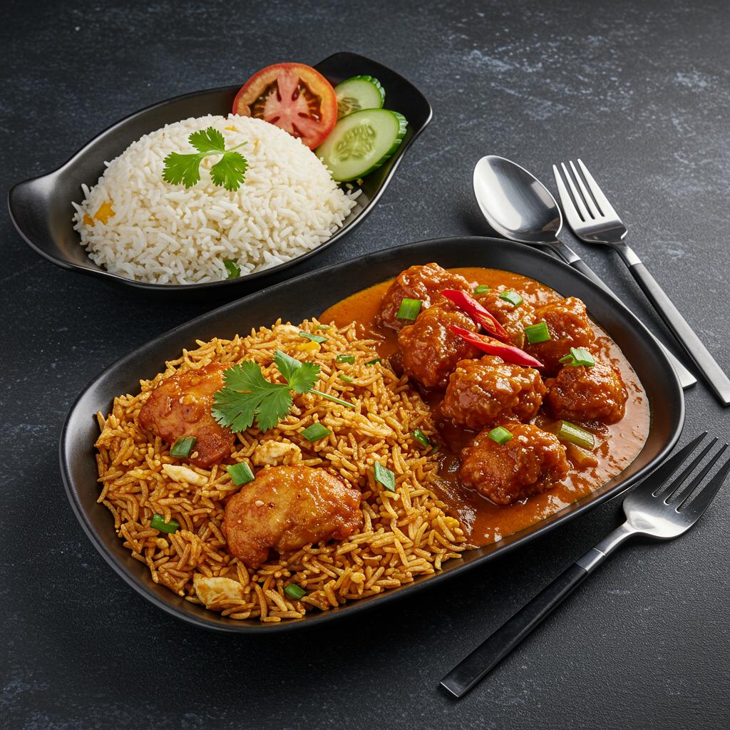 Chicken Fried Rice With Chicken Manchurian